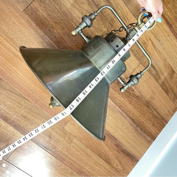 Vintage | LARGE Solid Brass Hanging Pendant Light Design Industrial Farmhouse - Picture 11 of 11